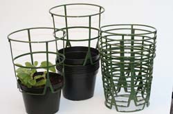 6 Plant Supports and 6 Pots, 12cm diameter (449)